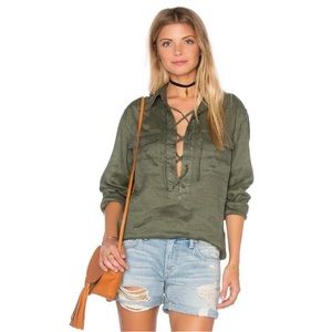 Equipment Linen Lace Up Knox Tunic Top Sz XS